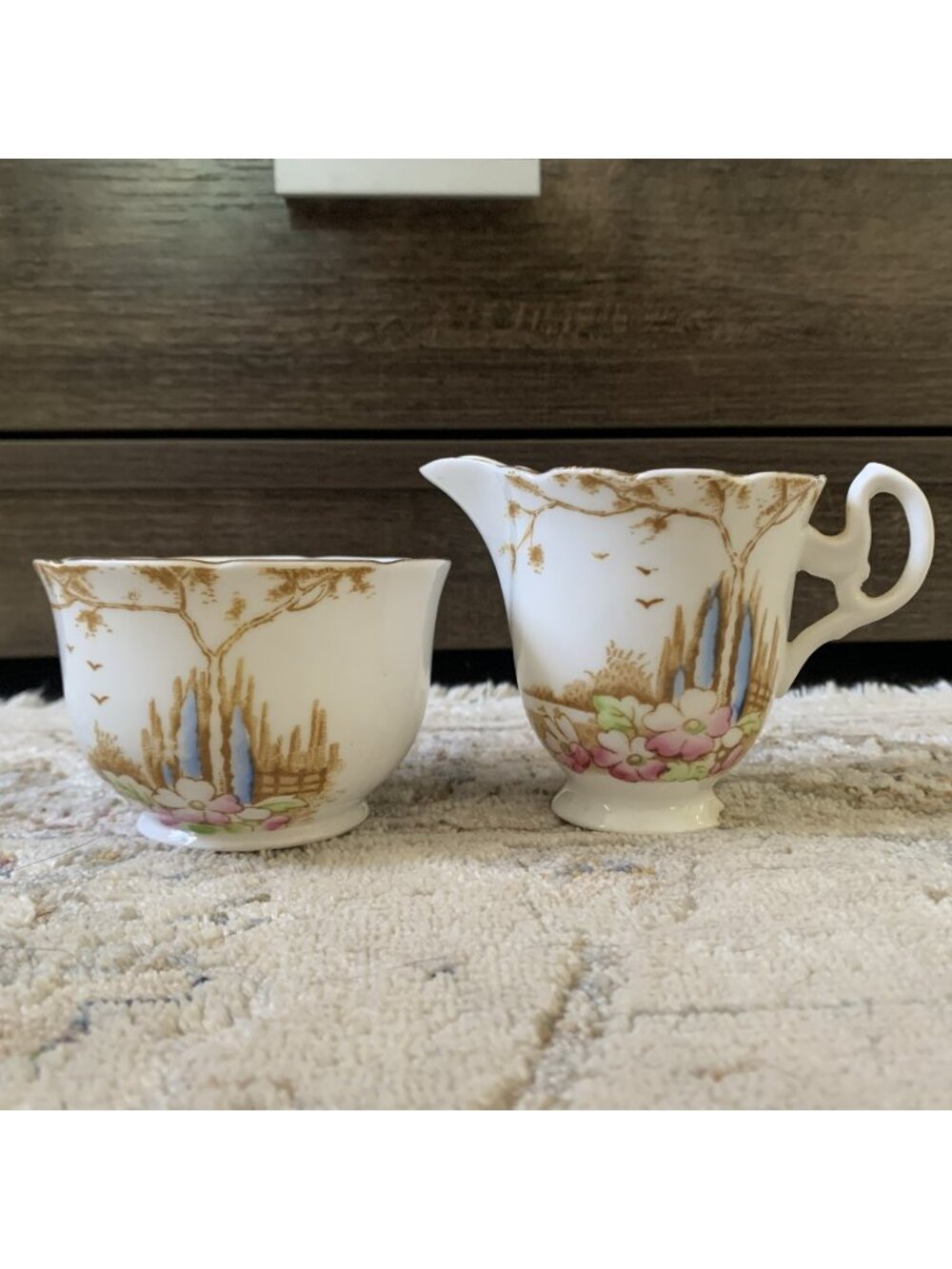 Vintage Melba Bone China Creamer Sugar Bowl Set Floral Fine Grade England 2pc
